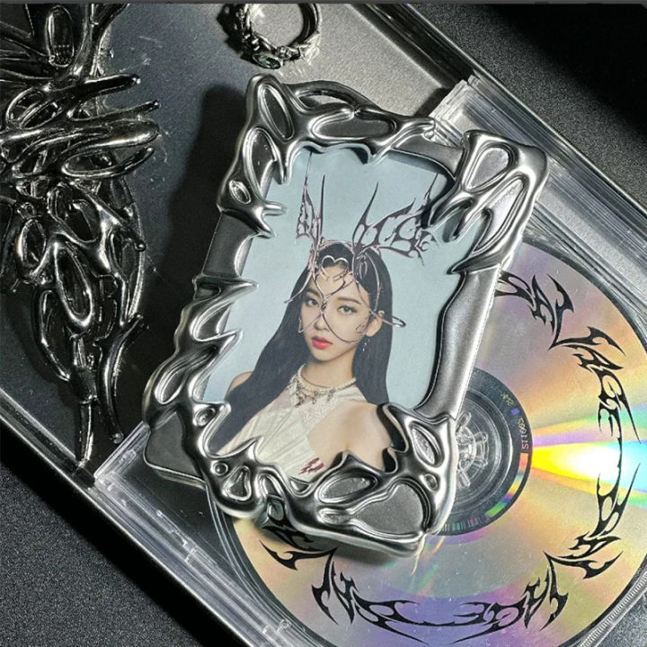 Cyberpunk 3 inch acrylic Kpop photocard holder Idol photo card ID bus cards protective case keychain school stationery
