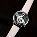 Music Note Quartz Watch Casual Hollow Out Analog PU Leather Wrist Watch For Women Men.