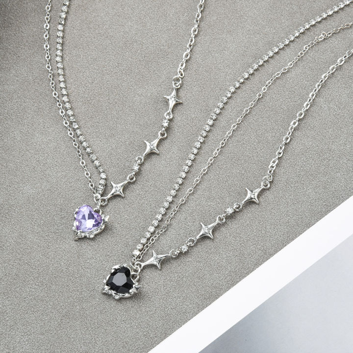 Purple%20Black%20Love%20Shape%20Pendant%20Necklace%20Heart%20Star%20Crystal%20Splice%20Chain%20For%20Women%20Girl%20Jewelry%20Accessories%20Gift%201Pcs%20-%20Image%207