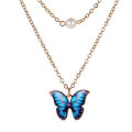 Trendy Double Layer Pearl Chain Choker Butterfly Pendant Necklaces for Girls Simple New Stylish - Fashionable Necklace for Women.