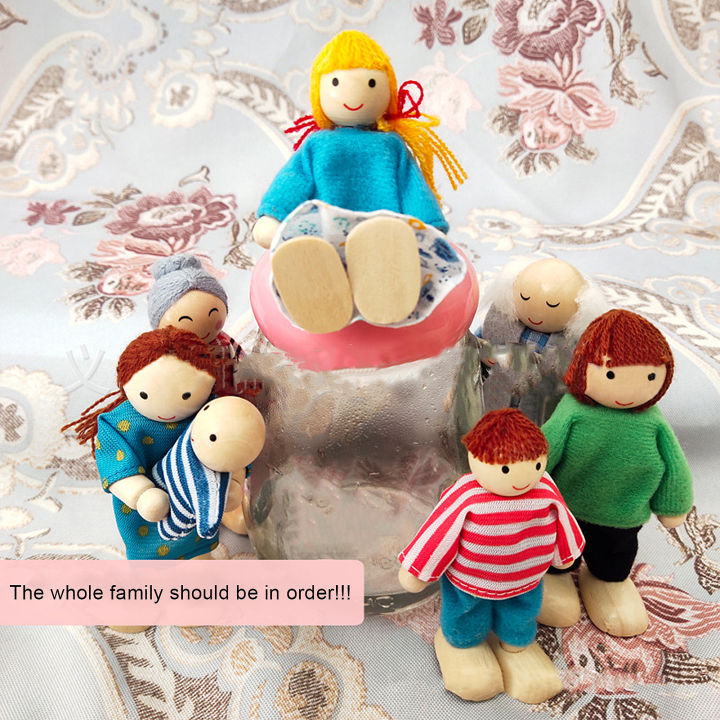 7Pcs/Set%20Cartoon%20Family%20Wooden%20Movable%20Jointed%20Doll%20Parent-child%20Toys%20Kids%20Gift%20-%20Image%204