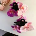 1PC Purple Pink Pearl Phalaenopsis Large Shark Clip Sweet Elegant Hair Claw for Women Trendy Ins Hair Clip Headwear. 