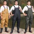 Wear-Resistant Wader Fishing Waterproof Clothes One-Piece Water Fork Shorts Rain Pants Men and Women Waders Thickened Half-Body Digging Lotus Root.