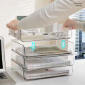 Transparent Desktop Organizer Easy Access Acrylic Stackable File Tray Storage Rack for Home Office Document Organization. 