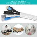 White Cable Sleeve, Cable Organizer for Desk PC TV Computer, Wire Protector Cable Wrap Cover, Cord Management for Home Office. 