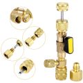 R410A R22 Valve Core Remover Installer Tool with Dual Size SAE 1/4 & 5/16 Port for R404A R407C R134A R12 R32 HVAC System. 