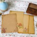 8 Pieces Notes Stationery Paper Kraft Writing Paper Antique Colored Printed Brown Mail Paper A5 Floral patterned Writing Stationery Papers.