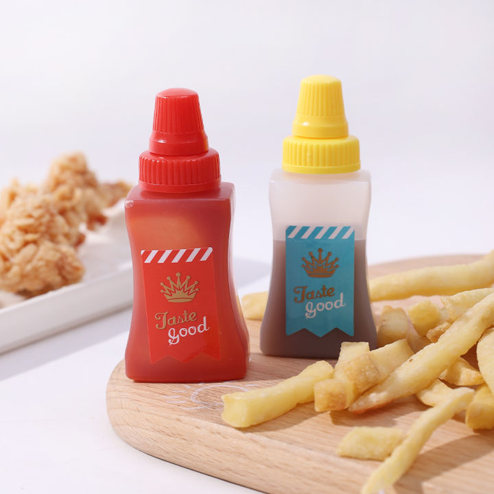 1/6/12Sets Mini Portable Squeeze Bottle Sauce Ketchup Bottle Squeeze Jar Container Plastic Lunch Box Kitchen Accessories