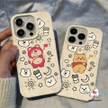 Cartoon Strawberry Bear Phone Case Compatible For iPhone 7plus XR 11 15 13 14 12 Pro Max X 7 15 6 8 6S Plus XS MAX SE 2020 Winnie the Pooh Doodle Degradable Soft Cover. 