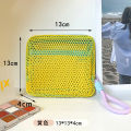 1 Pcs Travel Portable Mesh Makeup Storage Bag Mini Square Travel Toiletry Gadget, Power bank, Mobile Pouch and Coin Purse with Wristlet Strap for Women. 
