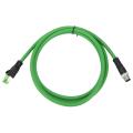Patch Cord M12/RJ45 Connector Ethernet Shielded Cable 24AWG Wire IP67 Waterproof.