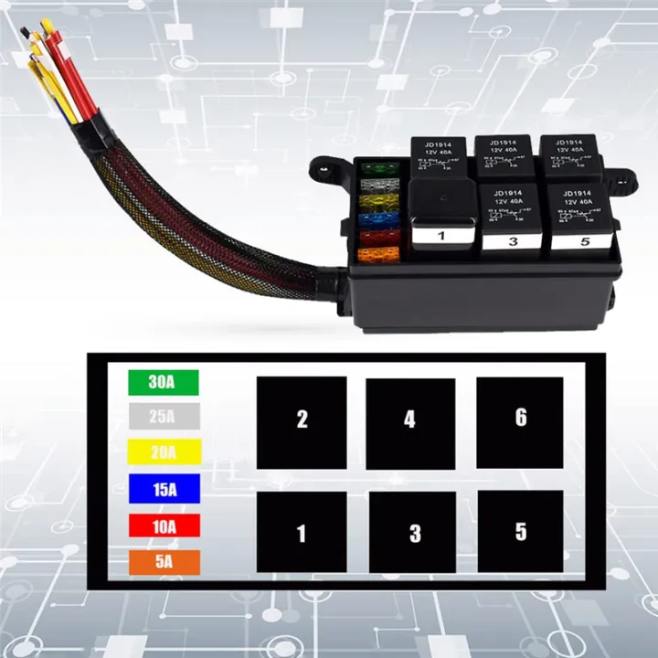 SRIWEN%2012V%20Automotive%20Fuse%20and%20Relay%20Box,%20with%20Pre-Wires,%20Waterproof%20Fuse%20Relay%20Block,%20Universal%20Fuse%20Block%20and%20Relay%20Kit%20-%20Image%202