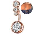 Delysia King Women Simplicity Zircon Navel Ring Trendy Round Piercing Bell Button Rings for Bar. 