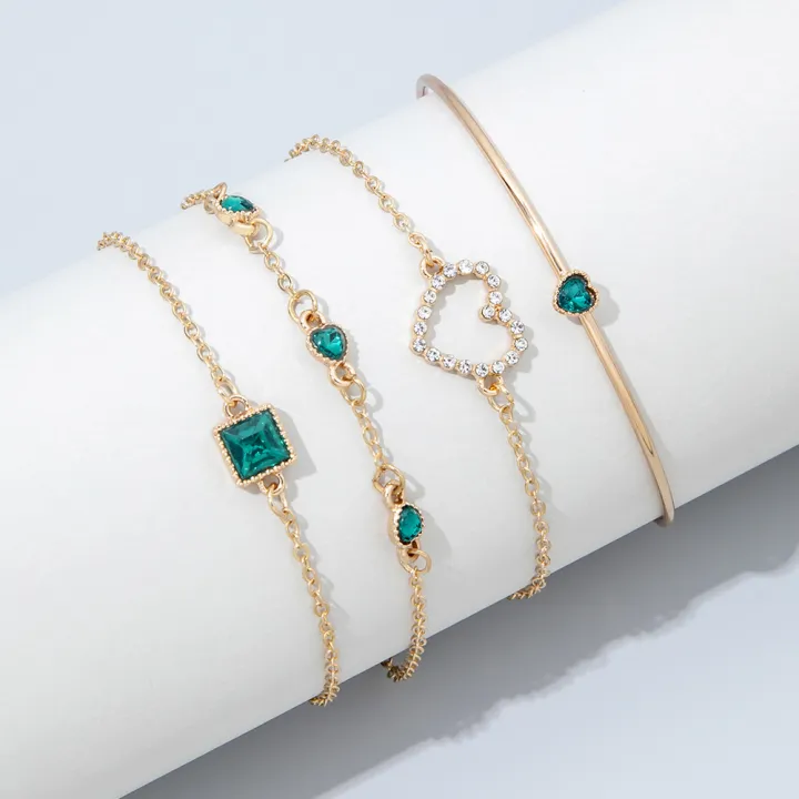 New%20Fashion%20Jewelry%20Femme%20Chain%20Bracelet%20Bangles%20For%20Women%20Girl%20Crystal%20Women%20Gold%20Hand%204pcs%20Chain%20Bracelet%20-%20Image%202