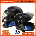 STM Premium Full Face Motorcycle Helmet with Graphic Design, Adjustable Strap, and Removable Visor - New.