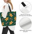 Gingerbread Man Candy Cane Christmas Tote Bag Grocery Bag Shopping Handbag Beach Gift Bags for Women Work Outdoor. 