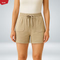 Women's Casual Drawstring Waistbelt Cotton Terry Shorts From Levin.