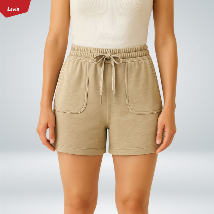 Women's%20Casual%20Drawstring%20Waistbelt%20Cotton%20Terry%20Shorts%20From%20Levin%20-%20Image%204