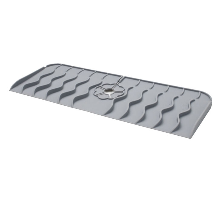 1 Piece Water Kitchen Faucet Water Catcher Mat Large Sink Splash Pad Countertop Protector Grey