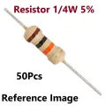 50Pcs- 220K Resistor 5% 220K Ohm Resistor Carbon Film 220K Resistors 1/4W Resistance 0.25 Watt 5% Tolerance Fixed Resistor 220K 2 Pin Leads. 