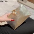 Metallic Party Clutch Purse Box Shape Evening Bags Gold Silver White Handbag Purses Women Bridal Wedding Metal Clutches Bag.
