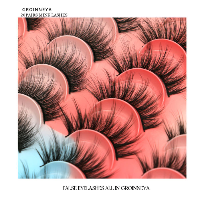 GROINNEYA%20Eyelashes%203D%20Mink%20Lashes%20Fluffy%20Soft%20Wispy%20Natural%20Cross%20Eyelash%20Extension%20Reusable%20Lashes%20Mink%20False%20Eyelashes%20Makeup%20-%20Image%205