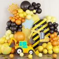 94pcs Construction Theme Black Yellow Orange Balloons Garland Set for Kids Boy Birthday Party Decorations Baby Shower. 
