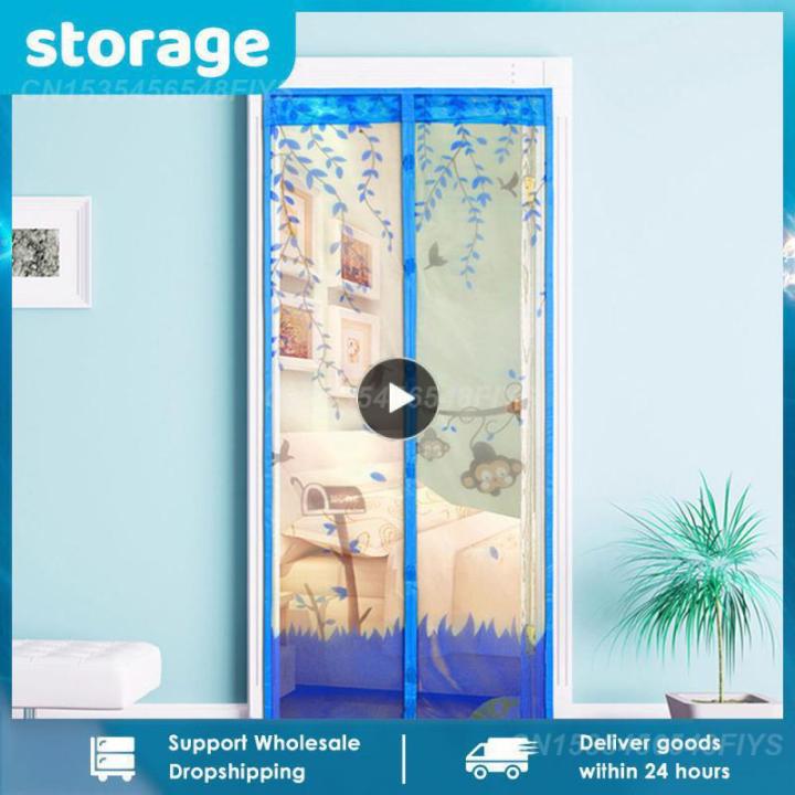 90x210cm Automatic Closing Magnetic Mosquito Net Screen Door Anti-fly Net Cartoon Monkey Magnetic Anti-mosquito Screen Door