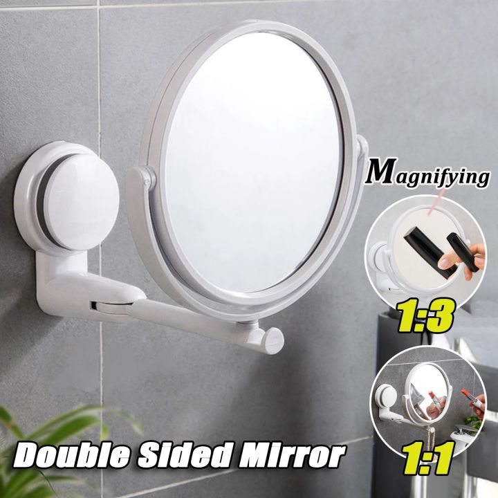 360° Swivel Folding Cosmetic Mirror No Punch Magnifying Mirror Bathroom Mirror Wall Mounted Shaving Mirror HD Cosmetic Mirror