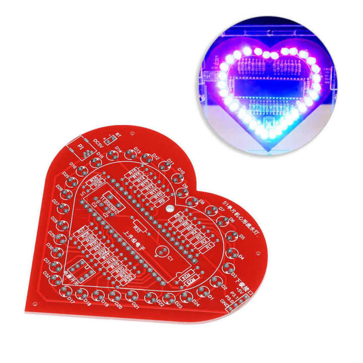 DIY Kit Colorful LED Display Light Heart-Shaped Chirstmas Lamp Board Module