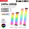 COOLMOON ARGB LED Light Strip for 24PIN 8Pin Motherboard Power Extension Cable Aura Sync Power Supply LED Strip Light DIY Kit. 