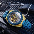 WINNER Black Gold Skeleton Mechanical Watches for Men Fashion irregular Automatic Watch Luxury Brand Stainless Steel Strap 2023. 
