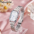 【Nice Day Toy Findings Store】（NEW）Yesurprise Women Square Dial Wrist Watch Steel Band Fashion Quartz. 