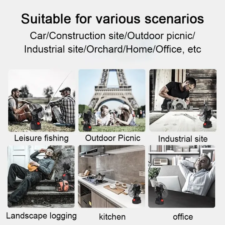 8%20Inch%20Electric%20Fan%20Floor%20Fan%20Household%20Desktop%20Fan%20Outdoor%20Camping%20Fan%20For%20Makita%20For%20Dayi%20For%20Quanyou%2018V%2020V%20Li-ion%20Battery%20-%20Image%205