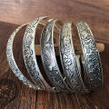 Retro Opening  Bracelet Jewelry Vintage Tibetan Silver Totem Carved Bangle Cuff Mzea. 