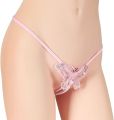 Women's  Lace G-String Thongs with Pearls - Transparent Nylon/Spandex Lingerie, One Size. 