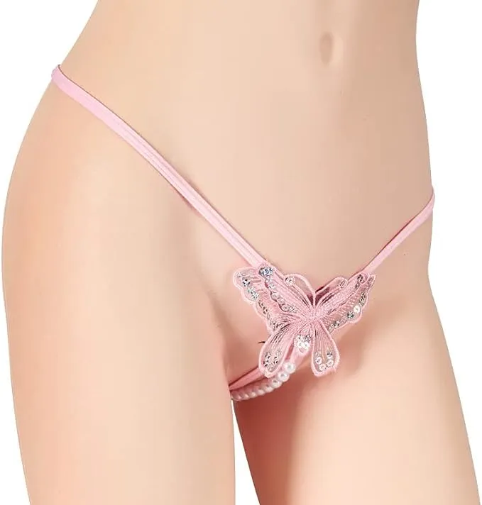 Women's%20%20Lace%20G-String%20Thongs%20with%20Pearls%20-%20Transparent%20Nylon/Spandex%20Lingerie,%20One%20Size%20-%20Image%208