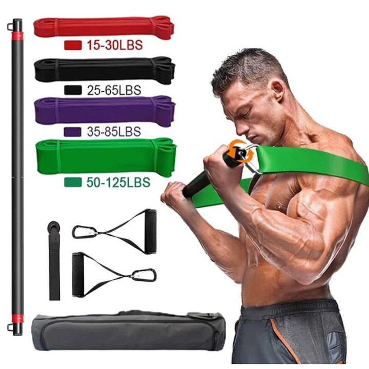 Resistance Band Set Pilates Bar Exercise Stretch Band Pull Rope