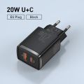 Baseus Compact Fast Charger Fast Charging Wall Charger U+C 20W US Black. 