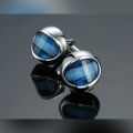 High quality blue water pearl white plated cufflinks for men shirt cufflinks. 