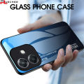 PlusCase for OPPO A3 A3x 4G 5G Case Glass Hard Gradient Painted Shockproof Phone Back Cover. 