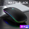 Rechargeable Wireless RGB Waterproof Optical Mouse, For Pc and Laptop Gamer Dual Model 2.4GHz Mouse - Nano receiver - Palm Grip - Black Fun Gaming - Optical Wireless Mouse.