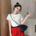 Girl Candy Color T Shirt Girls Short Slimming Top 2024 Korean Style Sweet Fresh All-Matching Bottoming Shirt for Women.