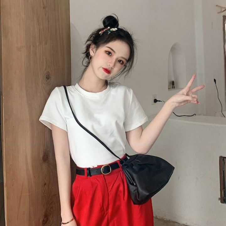 Girl%20Candy%20Color%20T%20Shirt%20Girls%20Short%20Slimming%20Top%202024%20Korean%20Style%20Sweet%20Fresh%20All-Matching%20Bottoming%20Shirt%20for%20Women%20-%20Image%207