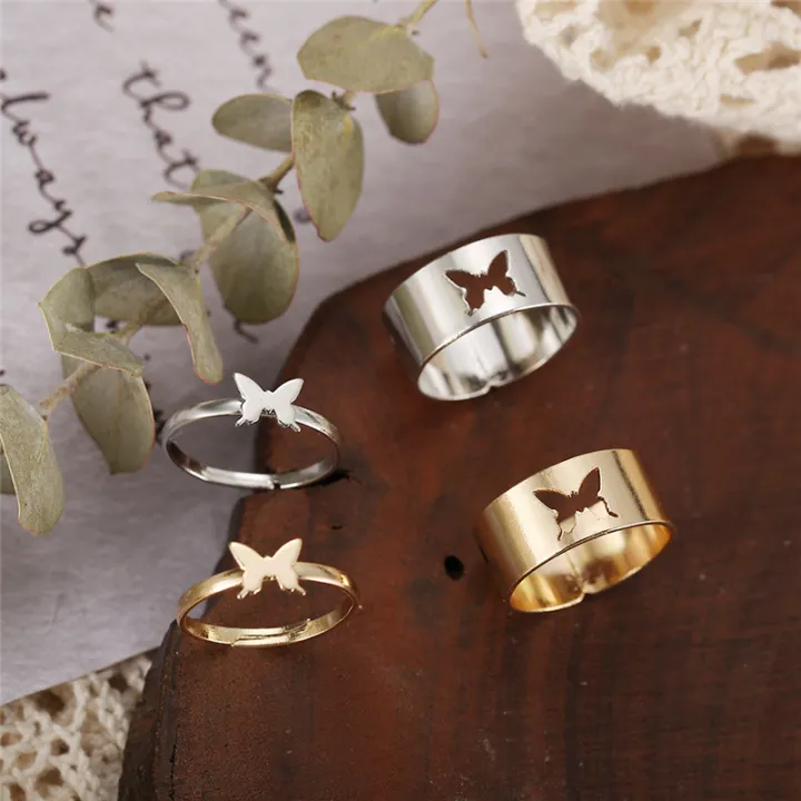 Sdeer%20Alloy%20Heart%20Moon%20Dolphin%20Butterfly%20Bow%20Open%20Rings%20Set%20for%20Girls%20-%20Image%203