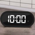 Digital Alarm Clock with Large LED Display, Portable Bedside Clock with Fully Adjustable Dimmer, 12/24H, Snooze White. 