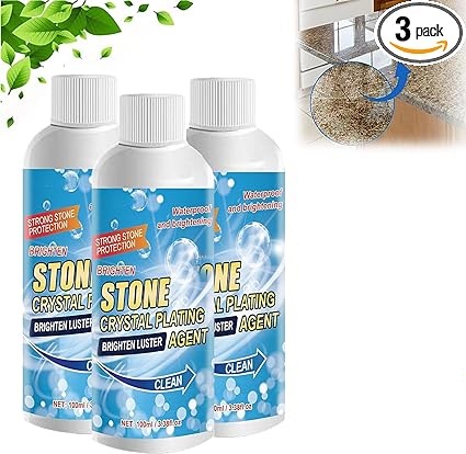 Stone Crystal Coating Agent, Stone Stain Remover Cleaner, Marble Cleaner, Stain Remover, Effective Removal of Oxidation, Rust and Stains (3 Pieces)