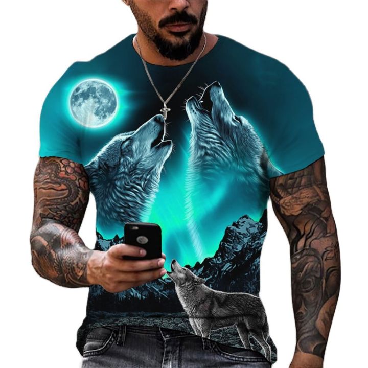 2024 Wolf T Shirt For Mens Animal Print Short Sleeve Top 3D