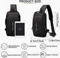 Men Anti-theft Crossbody Bag - black. 