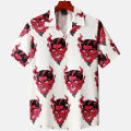 2024 Devil Horror 3d Hawaiian Shirt Man Loose Male Clothes Breathable Men's Shirts Summer Short Sleeve Shirt Top Men's Clothing. 